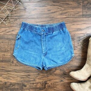 vintage • 70s high waisted denim shorts mini booty super high rise 1970s retro
